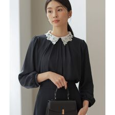 【WEB限定・2WAY】ジョーゼットシフォンレース襟 ブラウス