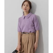 【加藤ローサさん着用 / 襟取り外し可】スパンコールヤーン 5分袖ニット