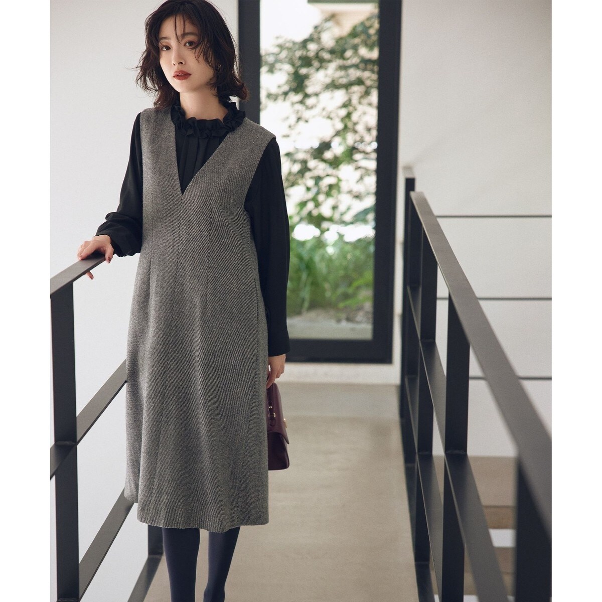 2WAY】ラメフラノ フリル襟ワンピース | 組曲(KUMIKYOKU) | マルイ