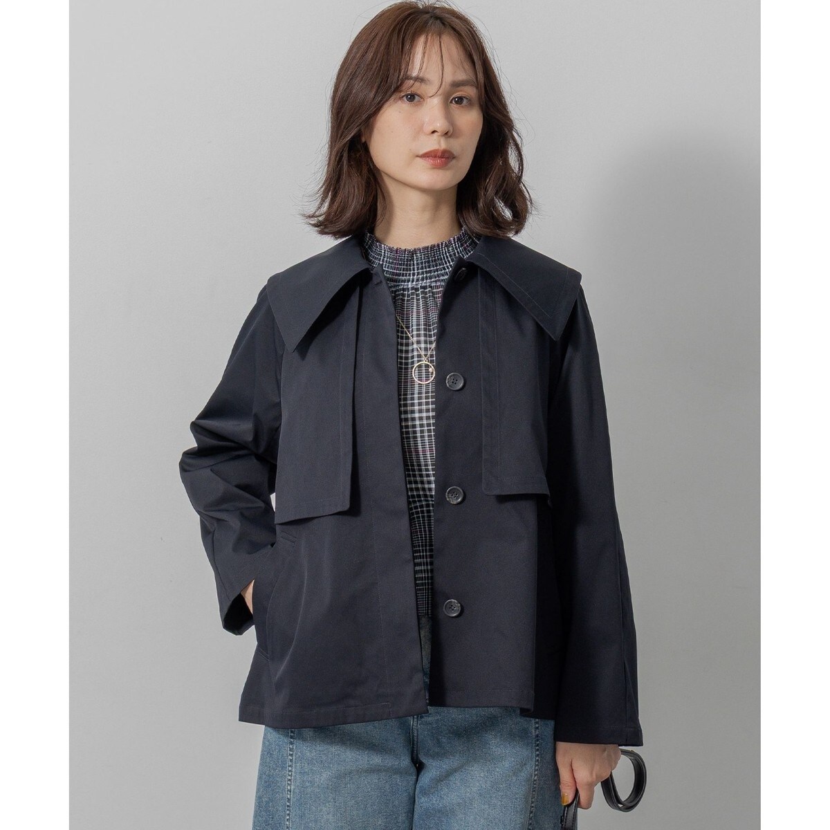 美品 組曲 【撥水・花粉が落ちやすい】T/C/Nyギャバ ロングトレンチコート 撥水・花粉が落ちやすい】T／C／Nyギャバ ロングトレンチ