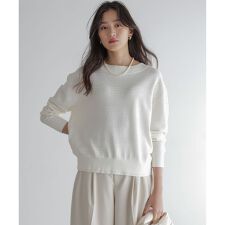 編み柄ディテールニット