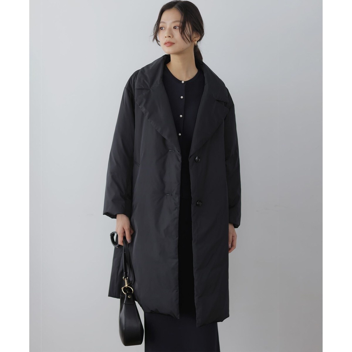 新色追加/洗える/撥水加工】シレータフタ ミドル丈 ダウンコート