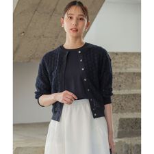 【前後着用可】コットンフラワーレーシー カーディガン