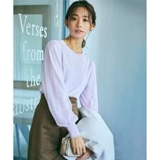 【前後着用可】チュールパフスリーブ　ニット