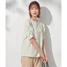 【洗える】さらっと快適サッカーギャザースリーブ ブラウス