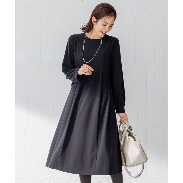 組曲 ウォームジョーゼット タックワンピース ブラック 2 WEB限定】ウォームジョーゼット タックワンピース | 組曲(KUMIKYOKU