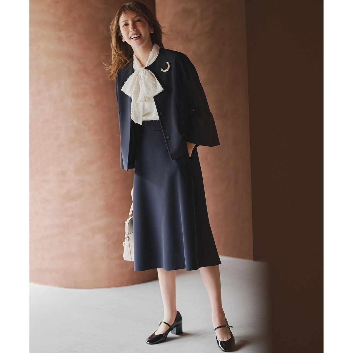 KUMIKYOKU NAVY】コンフォータブルドレープ フレアスカート | 組曲