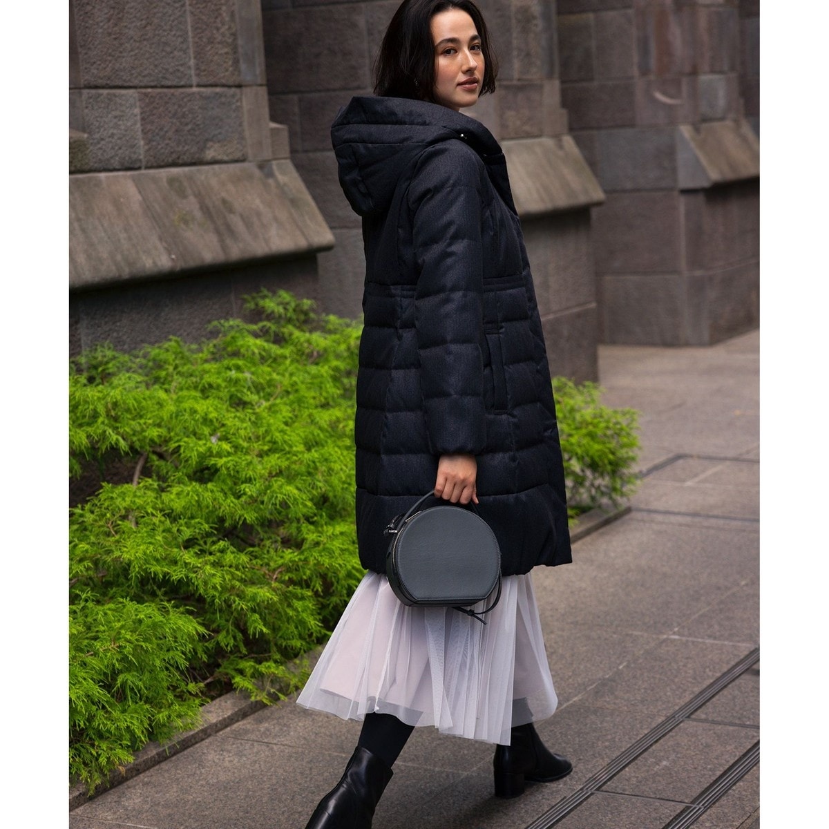 200 新品 23区 洗える シレータフタ ロング ダウンコート 黒 40 新色追加/洗える/撥水加工】シレータフタ ロング ダウンコート | 23区