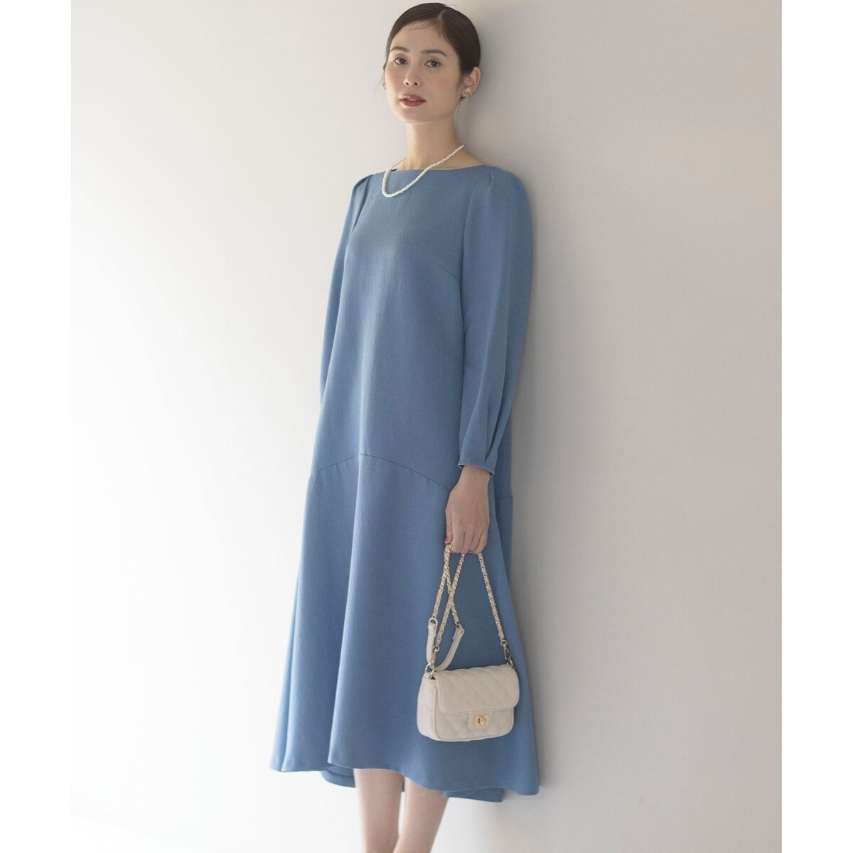 ラメジャカード ボートネックワンピース