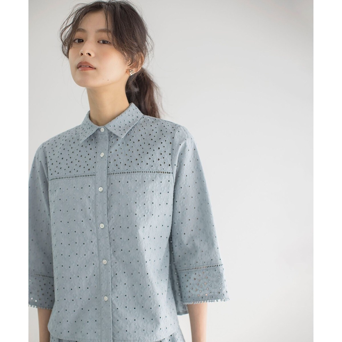 前後着用可】コンパクトシャーティング チュニックブラウス | 組曲