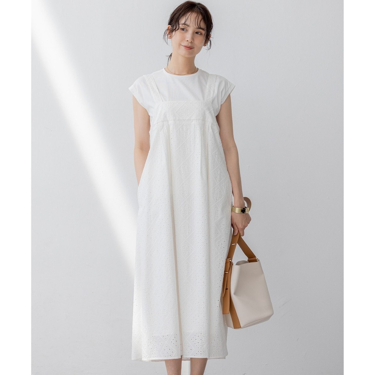 サンリオコラボ】ビッグクレリックカラー5分袖ワンピース