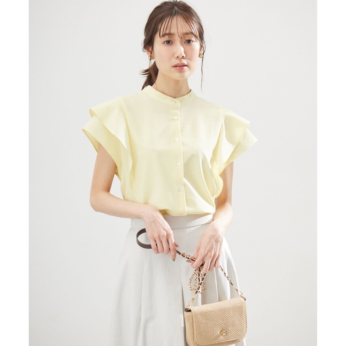 ★新品未使用★組曲 【前後着用可】ドライタッチダブルフレア ブラウス 前後着用可】ドライタッチダブルフレア ブラウス | 組曲