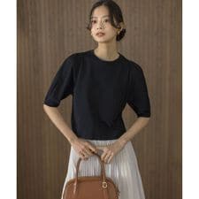 クルミボタン5分袖ニット