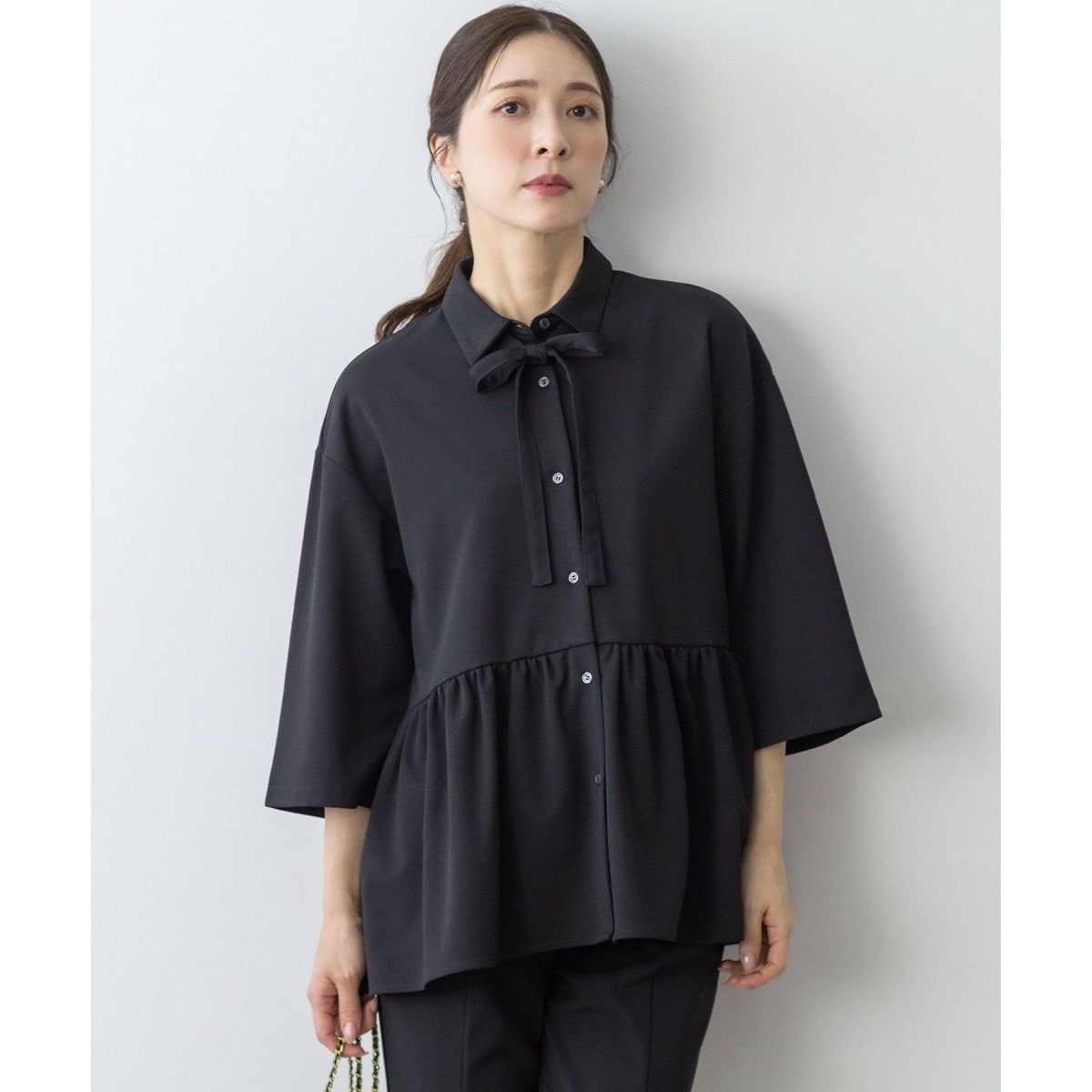 前後着用可】コンパクトシャーティング チュニックブラウス | 組曲