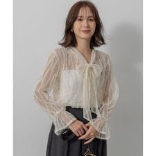 【前後着用可】チュールフリル ブラウス