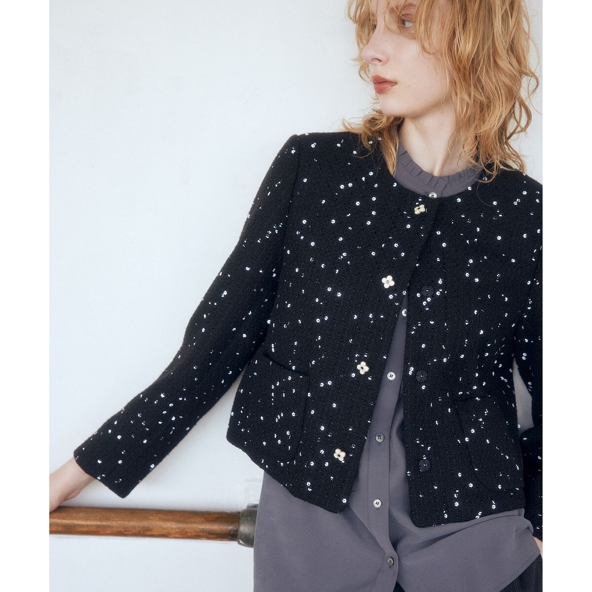 ♡美品♡JOURNAL STANDARD ツイードジャケット ノーカラー 黒 楽天市場】【即納】【半額クーポン対象】ツイードジャケット