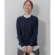 【加藤ローサさん着用】コットンカシミヤMIX刺繍入りニット