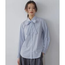 【加藤ローサさん着用】コットンタッチシャーティングボウタイ付き シャツ