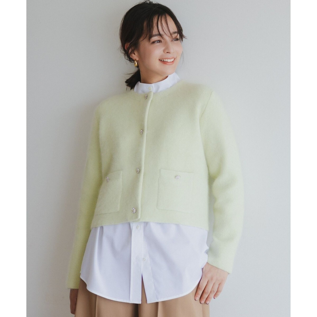 【加藤ローサさん着用】フラッフィーファーニット ジャケット