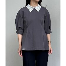 【2WAY】レース襟フレンチテリーフレア カットソー