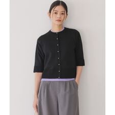 シアーニット5分袖 カーディガン