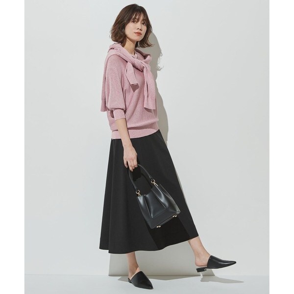 大きいサイズ44＊23区 マットタフタ タック フレアスカート＊自由区