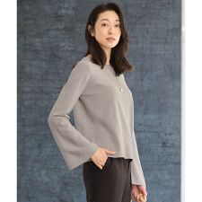 【セットアップ対応・洗える】レーヨンストレッチフレアスリーブ ニット