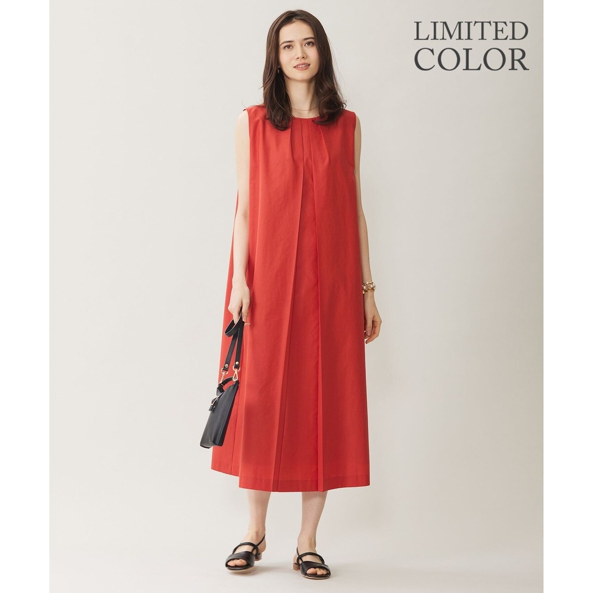 WEB限定カラーあり・洗える】タッサーポプリンノースリーブ ワンピース