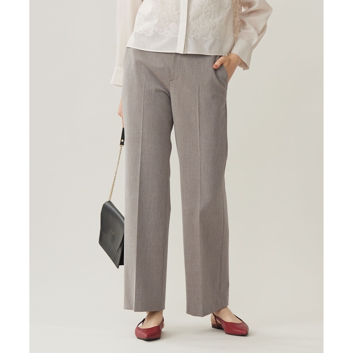 【WEB限定カラーあり・撥水加工・洗える】TRギャバストレート パンツ