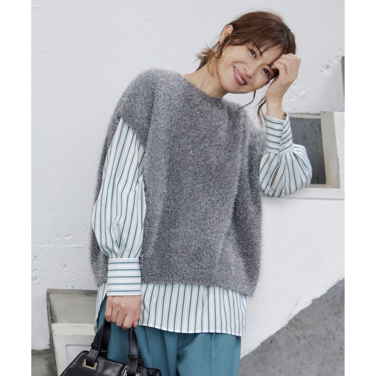 自由区 【洗える】フェザーラメ ベスト サイズ38 KRWMCA0355 定価24970円 ベスト 24AW シルバー 自由区 5-0415T 260946 自由区 - 自由区 【洗える】フェザーラメ ベスト サイズ38