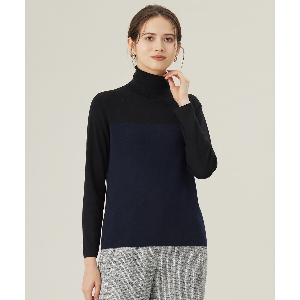洗える】シルクウールリブタートルネック ニット | 自由区(JIYU-KU