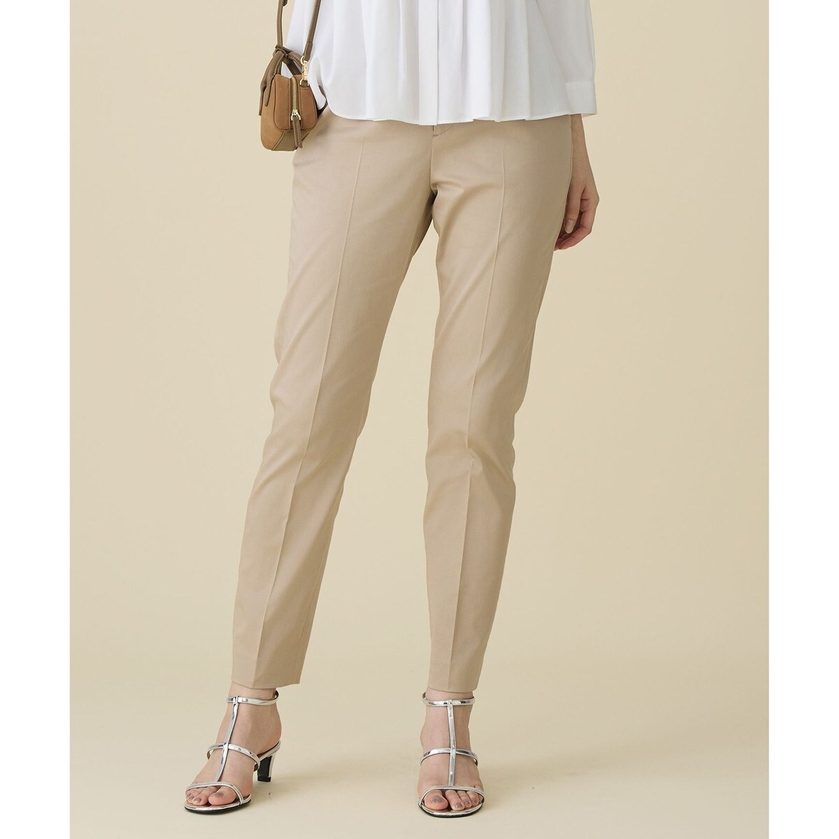 【カタログ掲載・定番人気・新色追加】コットンサテンテーパード パンツ