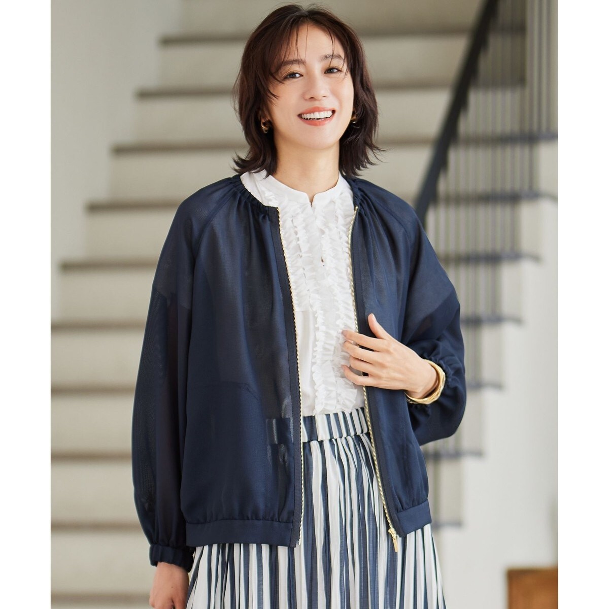 大きいサイズ✨ 自由区 エンブロイダリーブルゾン 洗える 白 人気完売品 44 XSサイズ~/洗える】エンブロイダリー ブルゾン | 自由区(JIYU-KU