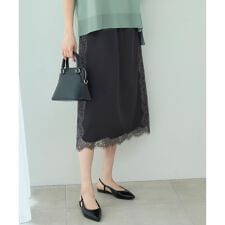 【洗える】サテンレース スカート