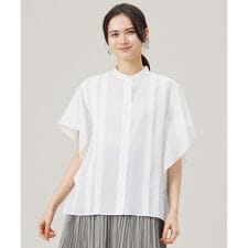 【接触冷感・吸水速乾・洗える】ナチュラルリネンフレア袖 シャツ