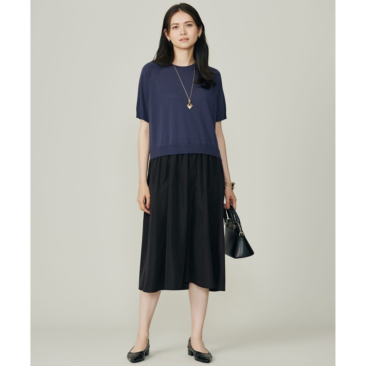 洗える】ギャザーコンビ ニットワンピース | 23区(23KU) | マルイ