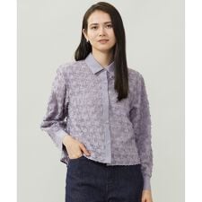 シアージオメトリックジャカードクロップド丈 ブラウス