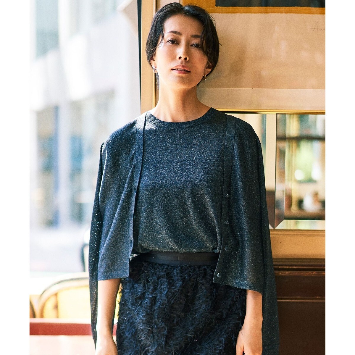 自由区　ウールカシミヤ　ハイネックプルオーバーニット　ゆったりシルエット UNFILO】ウールカシミヤ タートルネック プルオーバー