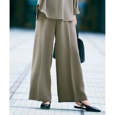 【ご好評アイテム・カタログ掲載・セレモニー・通勤】トリアセダブルクロスワイドストレート パンツ