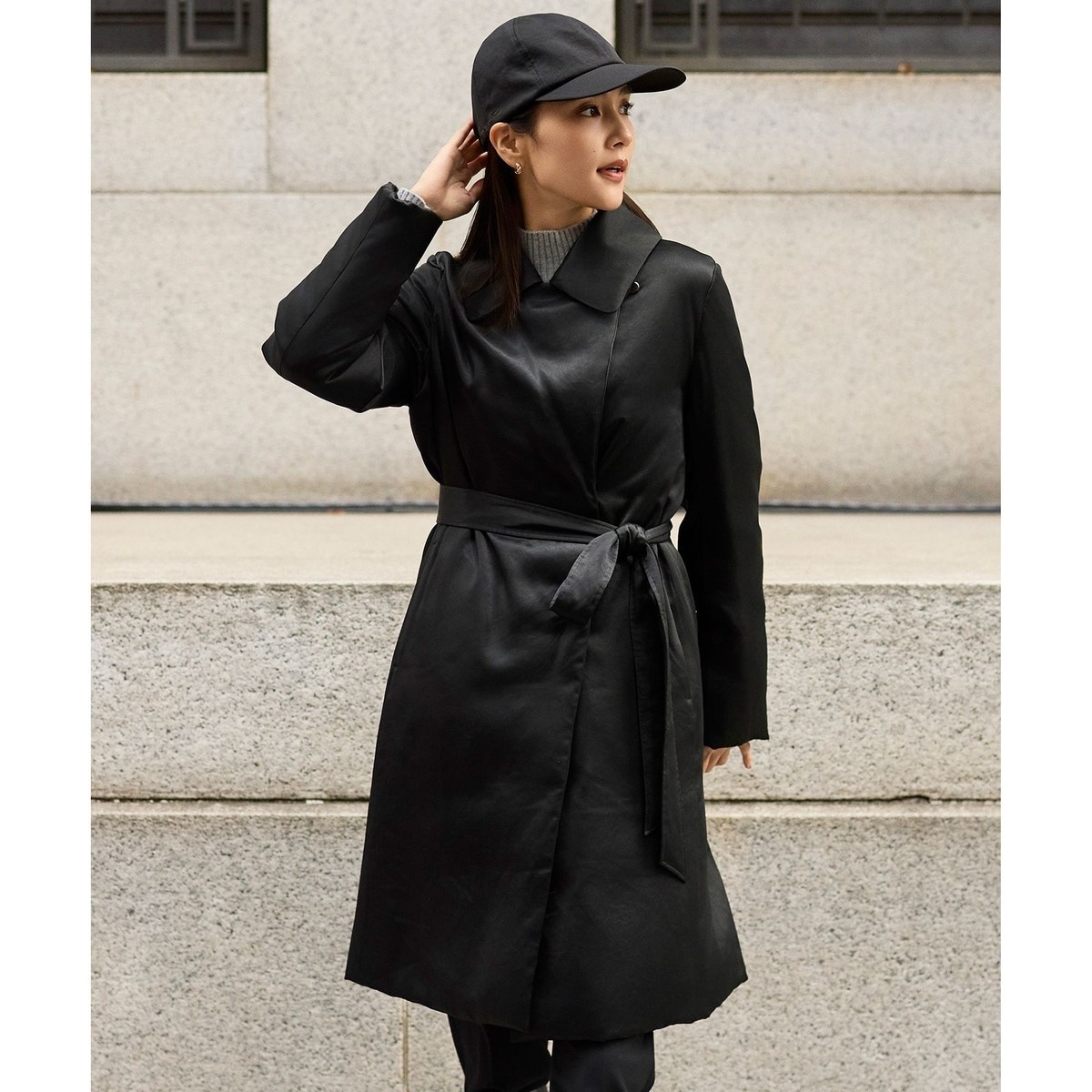 撥水加工・洗える】ブライトダウンフード付き ダウンコート | 自由区