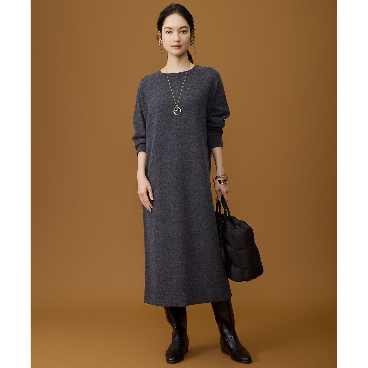 洗える】セミウーステッドウール ニットワンピース | 自由区(JIYU-KU