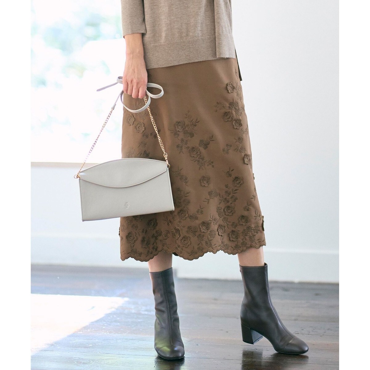 自由区（JIYU−KU）/【ウエストゴム・洗える】ピオニーフローラルプリント  スカート ウエストゴム・洗える】ピオニーフローラルプリント スカート | 自由区