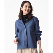 【大人の抜け感・セットアップ対応】ソフトリネンダンガリー シャツ