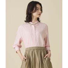 【着回し力抜群・レイヤードにも】ドレープブロード シャツブラウス