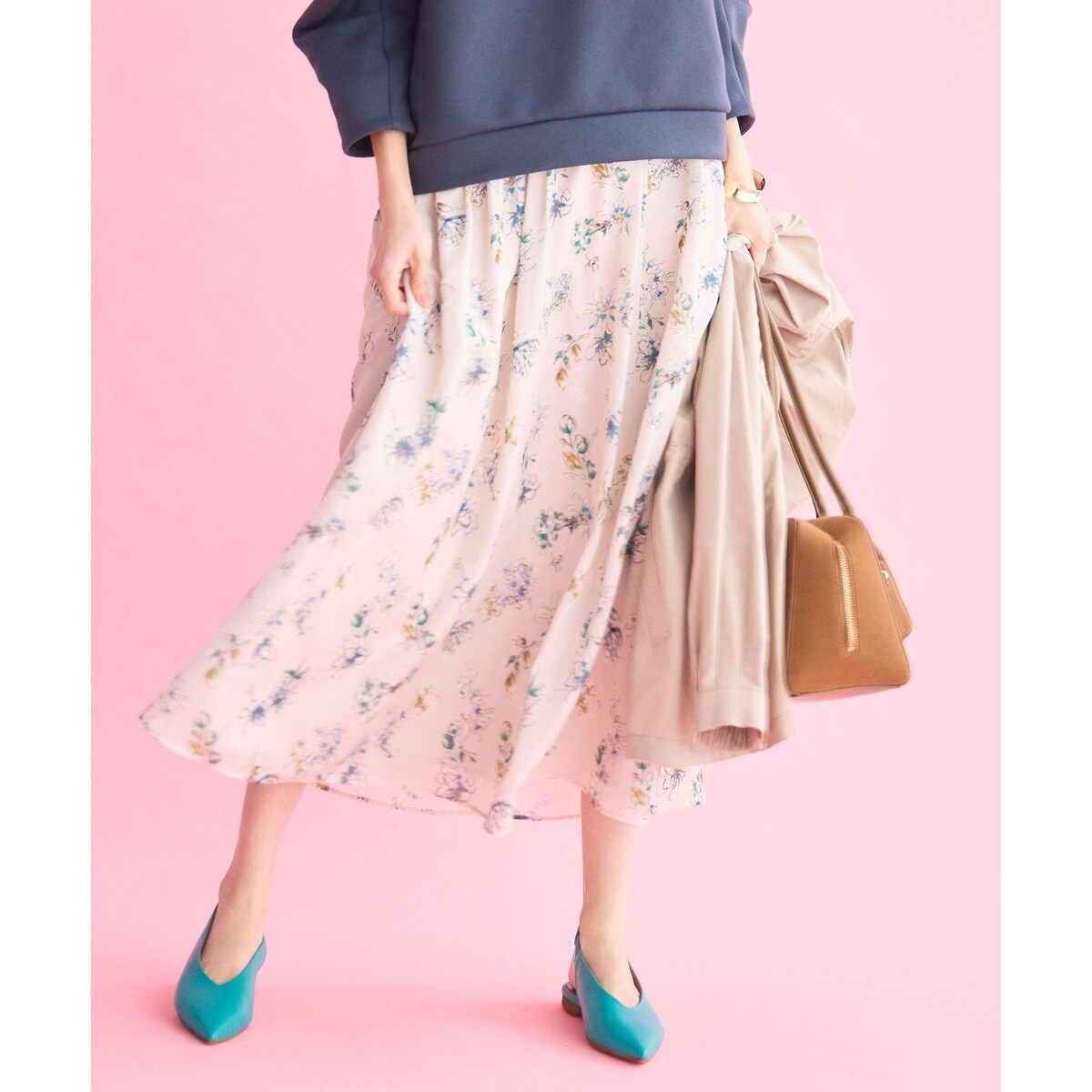エアリーローン花柄プリント スカート