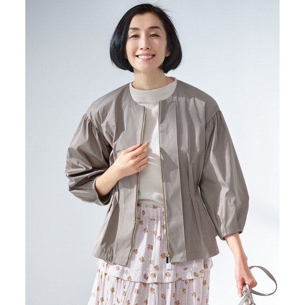 セールMEMORY BICOLOR ウエストシェイプ ショートブルゾン MEMORY BICOLOR ウエストシェイプ ショート
