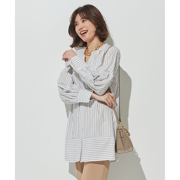 711＊定価2.2万　自由区　46Gジャージー チュニック丈ブラウス　22SS 洗える・ジャージー素材】46Gジャージー チュニック丈
