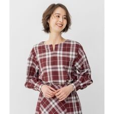 自由区(JIYU-KU)の【洗える】オータムチェック キーネックブラウス