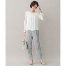 【洗える】ダブルフェイススーティング テーパードパンツ