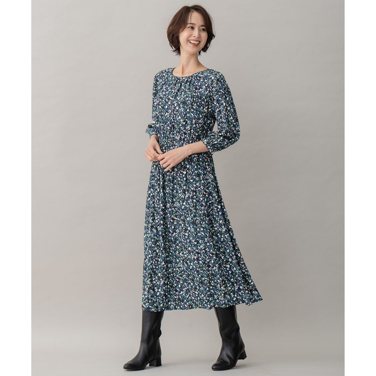 自由区　　洗える】プティフラワープリント ワンピース　　サイズ40 洗える】プティフラワープリント ワンピース | 自由区(JIYU-KU